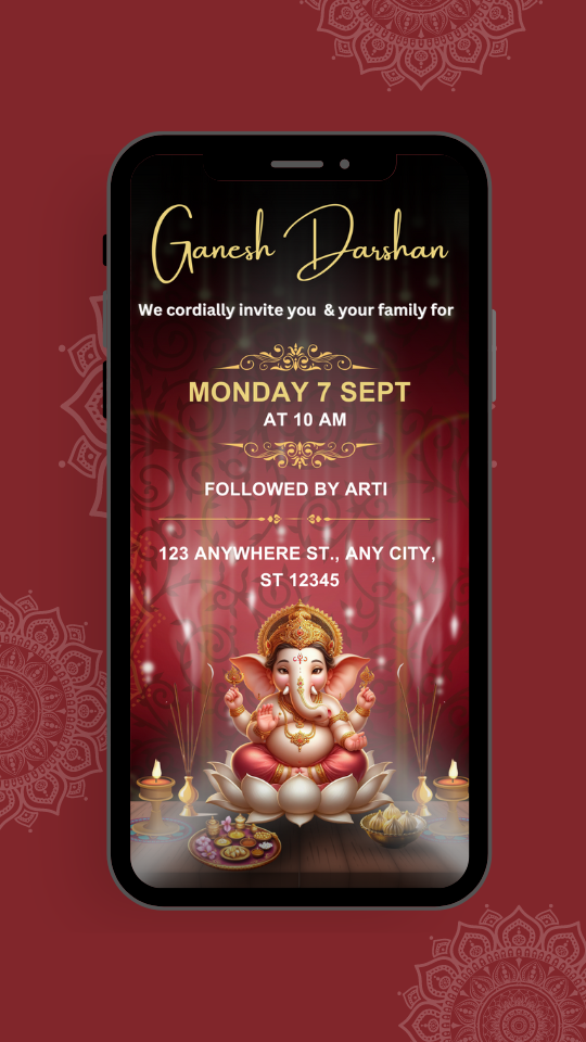 Home Ganpati Invitation Card